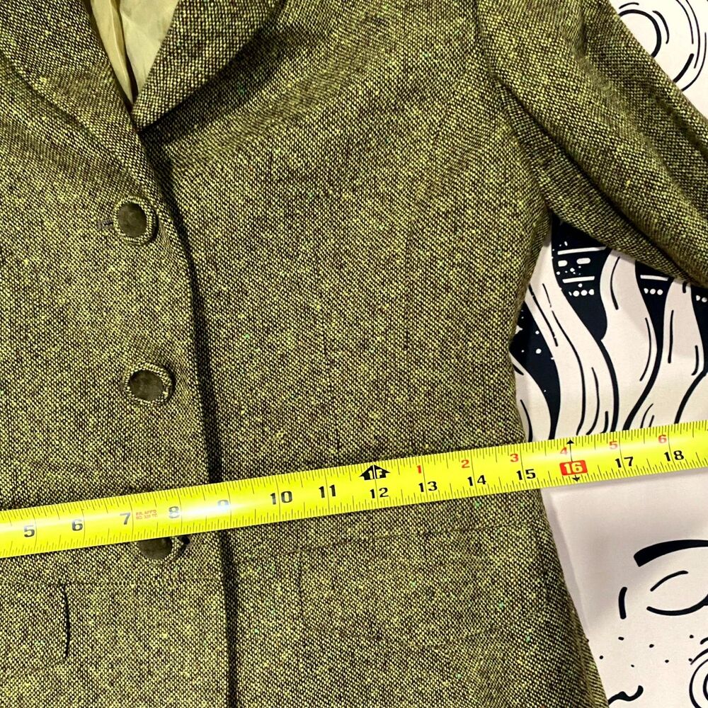 Kasper Blazer Jacket Women's 4 Green Wool Tweed 3-Button Business Preppy Career - Picture 7 of 10